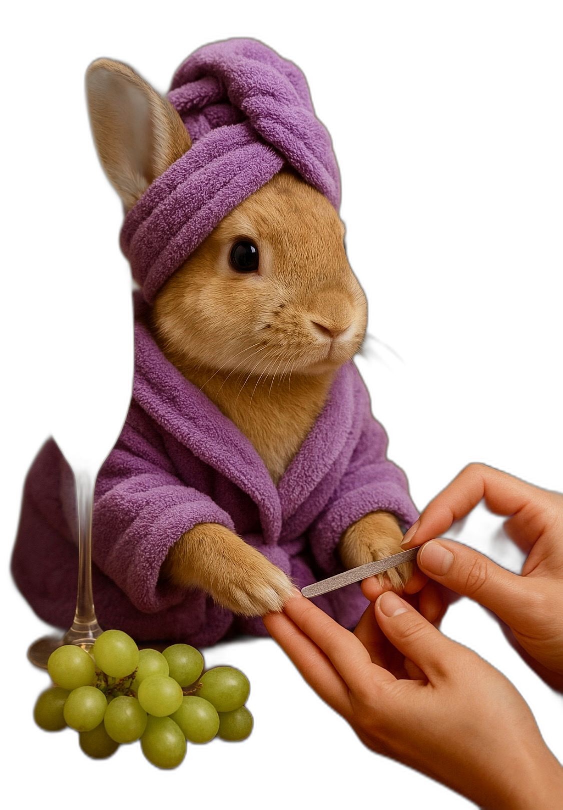 Spa bunny getting a nail file